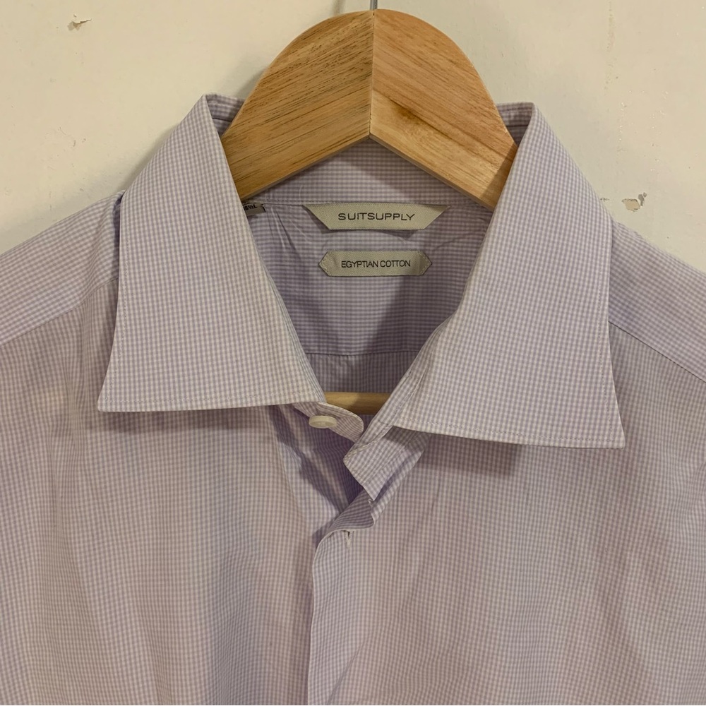 Suitsupply Men's Purple Check Dress Shirt 16L